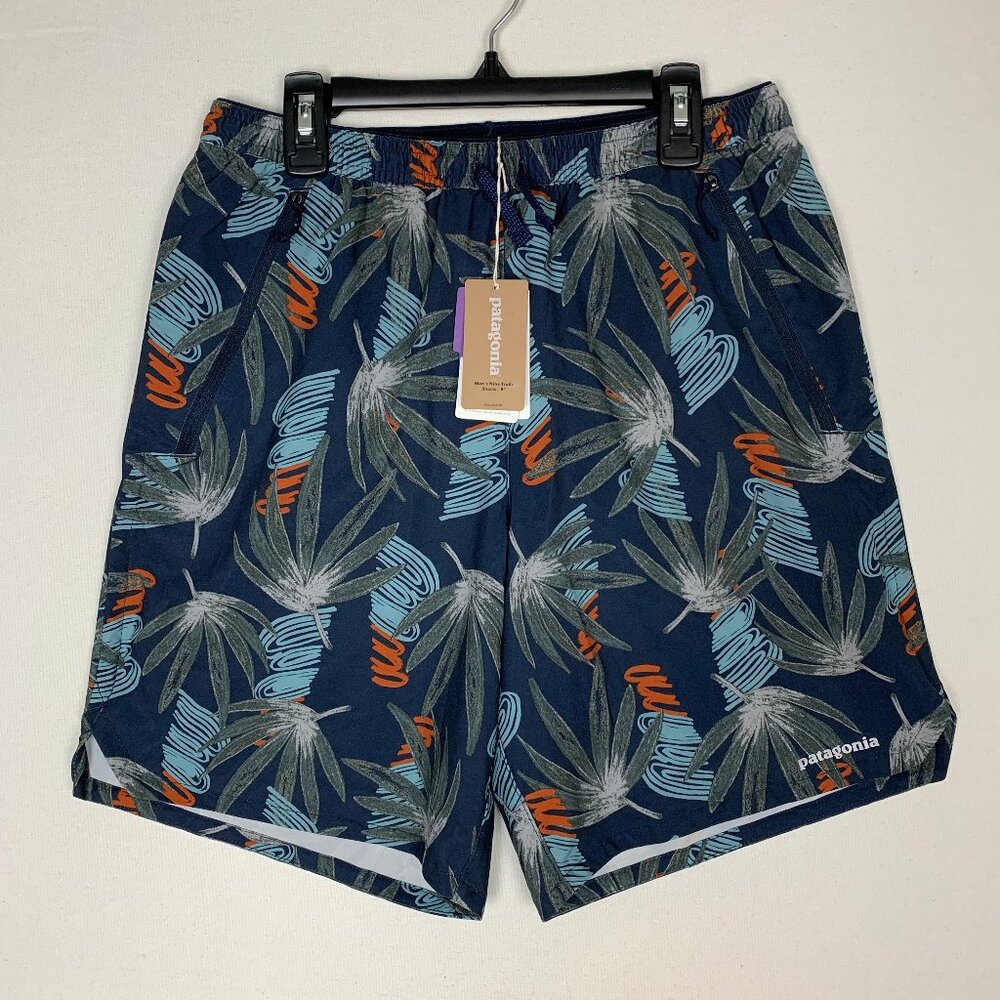 Patagonia Men's Nine Trails Shorts 8" Navy Tropical Ecuador Floral Small NWT